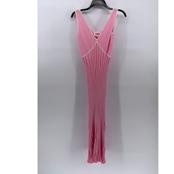 SOLID & STRIPED Women's Light Pink The Aubrey Ribbed V-Neck Maxi Dress SZ S - Picture 1 of 11
